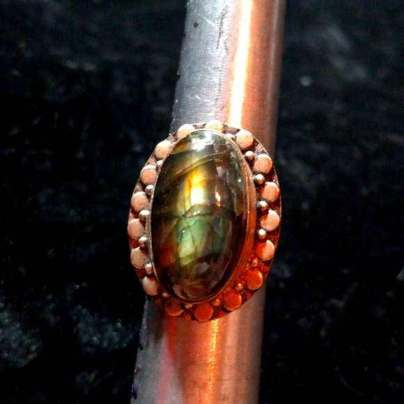 113 NWT Labradorite gemstone crystal 925 silver ring size 9 free shipping sale - Picture 1 of 8